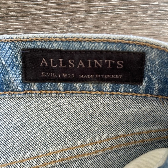 All Saints Light Blue Embellished Straight Leg Jeans - Picture 4 of 9